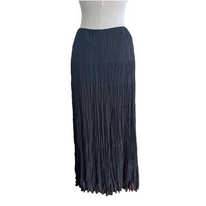 MSK Wm Medium Black Pleated Crinkly Maxi Length Pullover Skirt